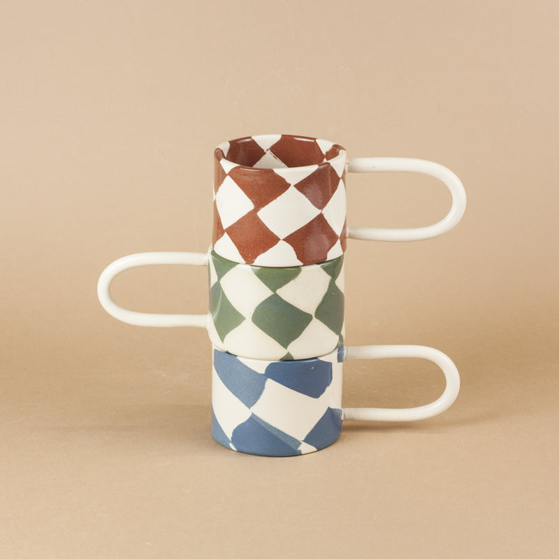 Green & White Checkerboard Loopy Mug