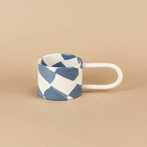 Blue & White Checkerboard Loopy Mug