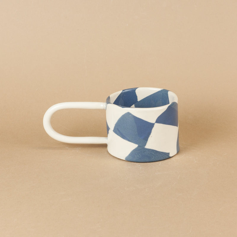 Blue & White Checkerboard Loopy Mug