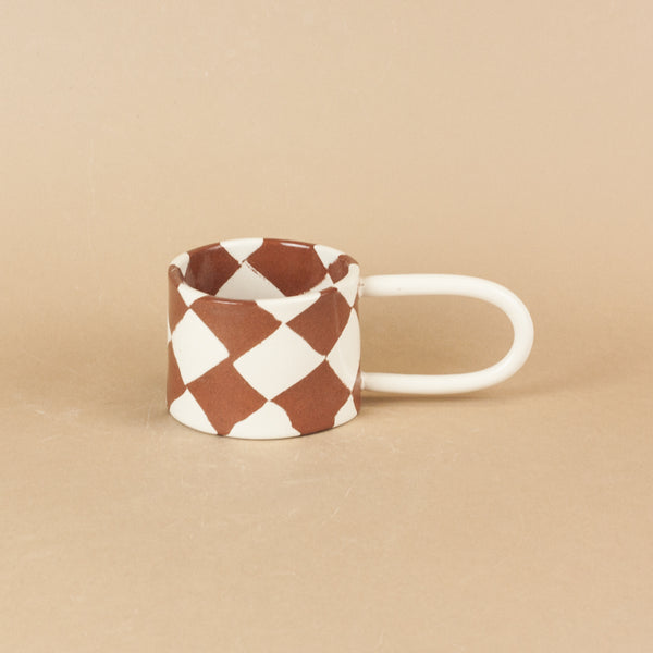 Terracotta & White Checkerboard Loopy Mug