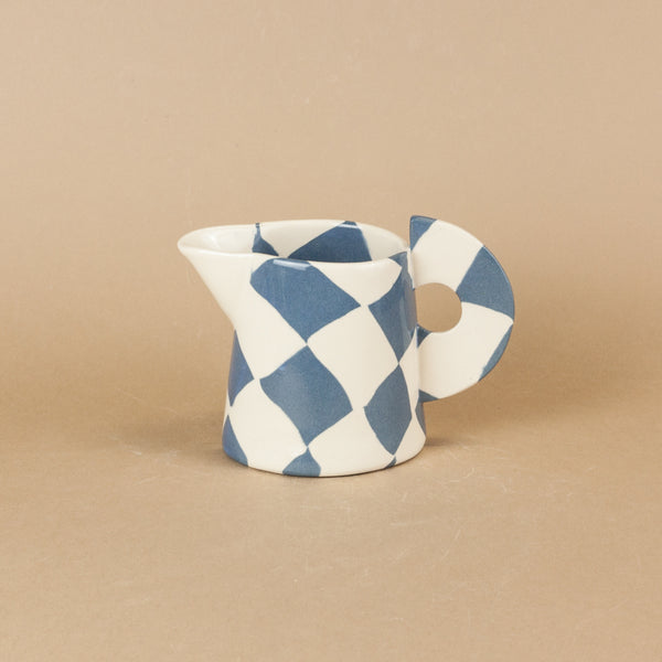 Blue & White Checkerboard Milk Jug