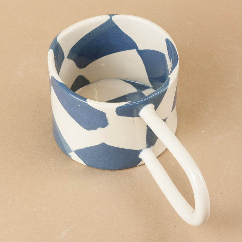 Blue & White Checkerboard Loopy Mug
