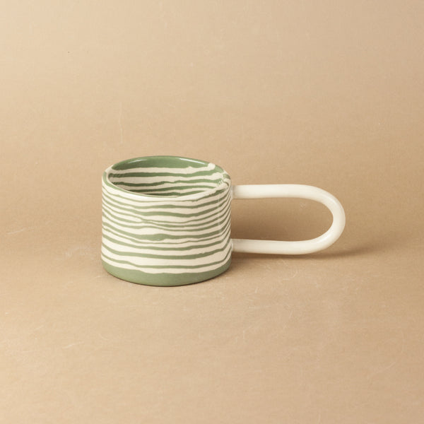 Set of 2 Green & White Marble Loopy Mug