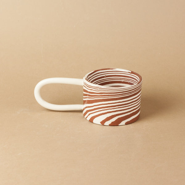 Set of 2 Terracotta & White Marble Loopy Mug