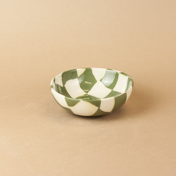 Green & White Checkerboard Small Bowl