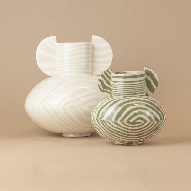 Green & White Mini Tudor Vase