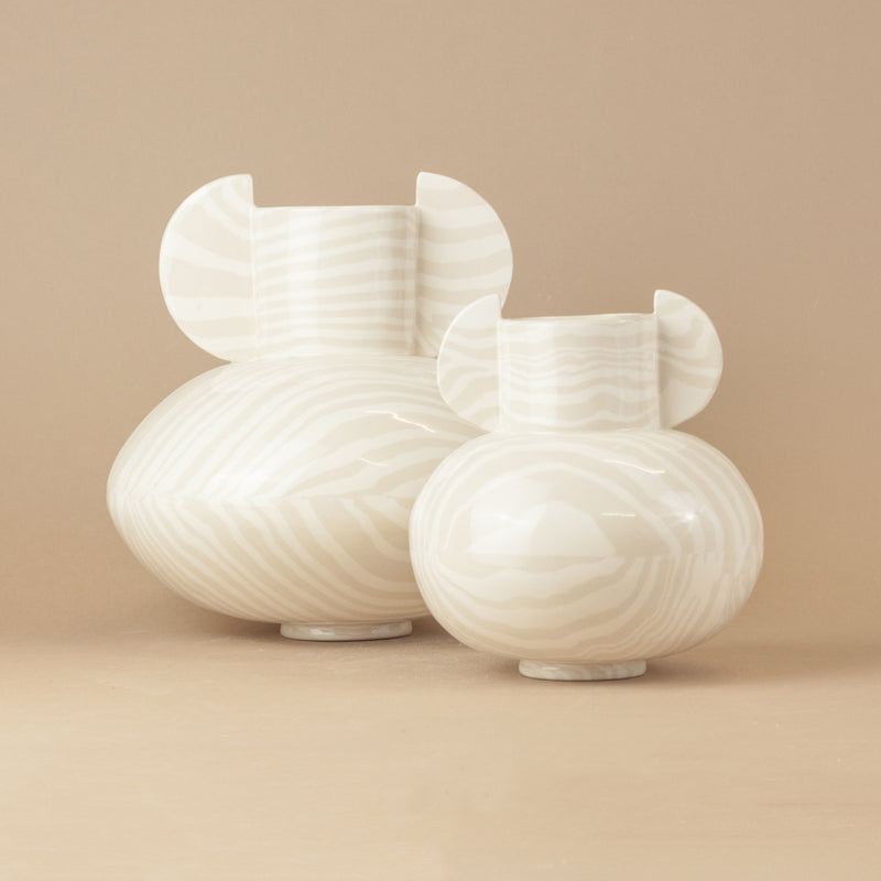 Oatmeal & White Mini Tudor Vase