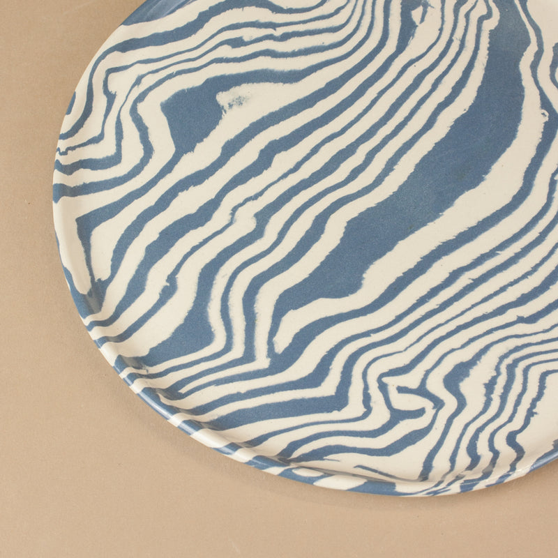 Blue & White Marble Dinner Plate