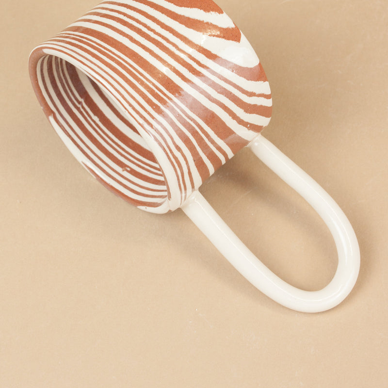 Set of 2 Terracotta & White Marble Loopy Mug