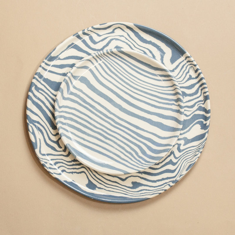 Blue & White Marble Dinner Plate