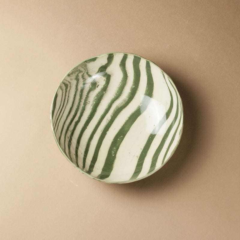 Green & White Marble Salad Bowl