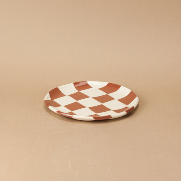 Terracotta & White Checkerboard Side Plate