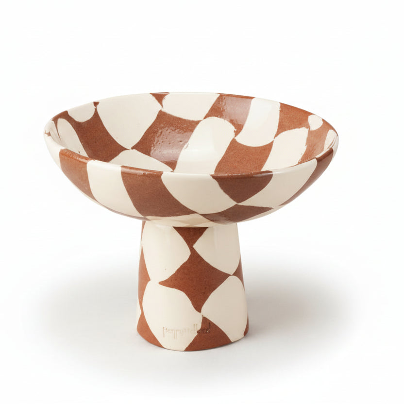 Terracotta & White Checkerboard Medium Chalice
