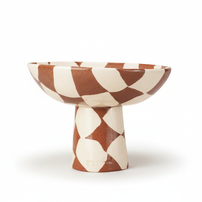 Terracotta & White Checkerboard Medium Chalice