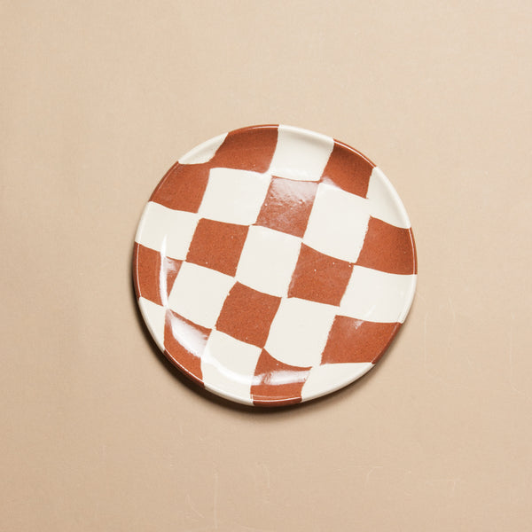 Terracotta & White Checkerboard Side Plate