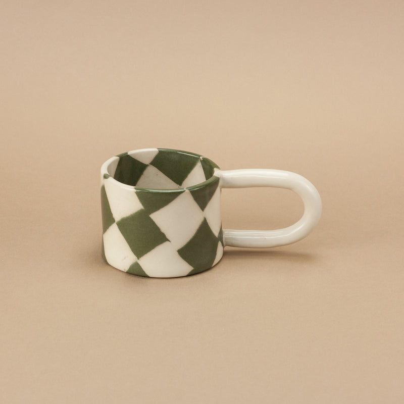 Green & White Checkerboard Loopy Mug