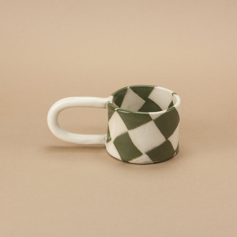 Green & White Checkerboard Loopy Mug