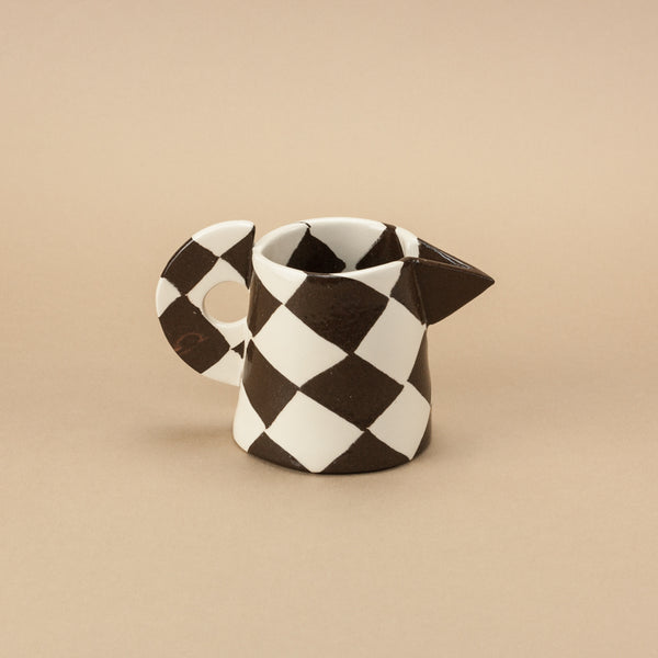 Brown & White Checkerboard Milk Jug