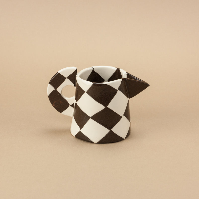 Brown & White Checkerboard Milk Jug