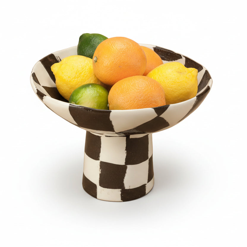 Brown & White Checkerboard Medium Chalice