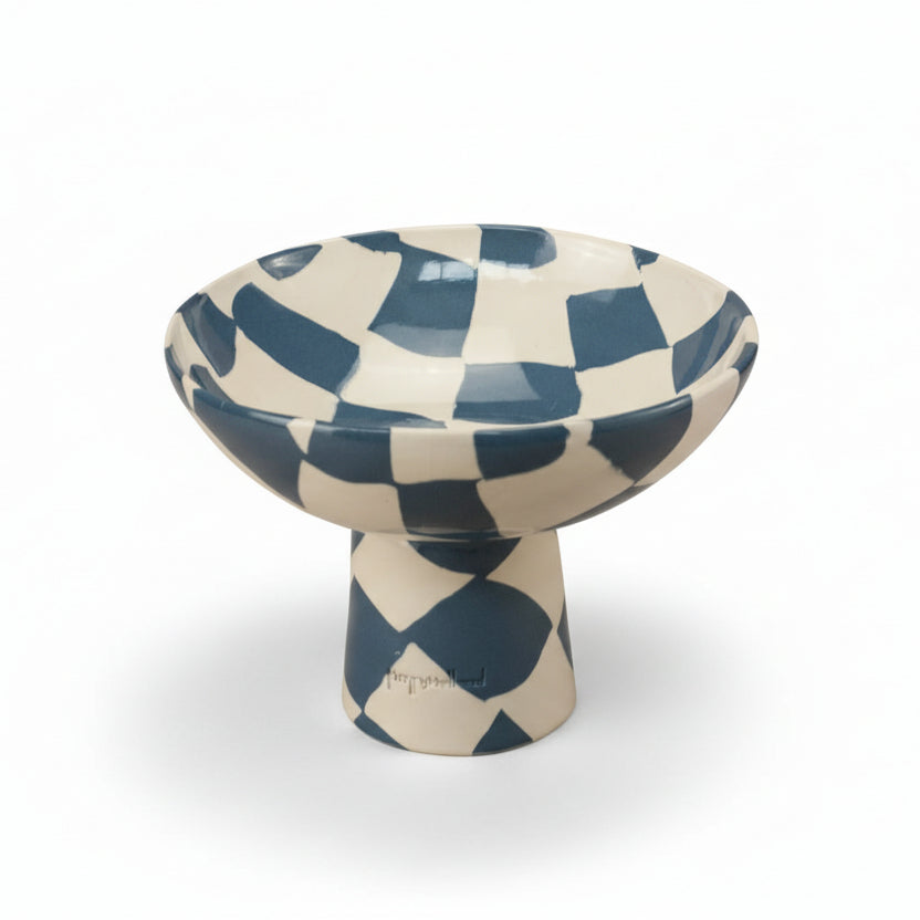 Blue & White Checkerboard Medium Chalice