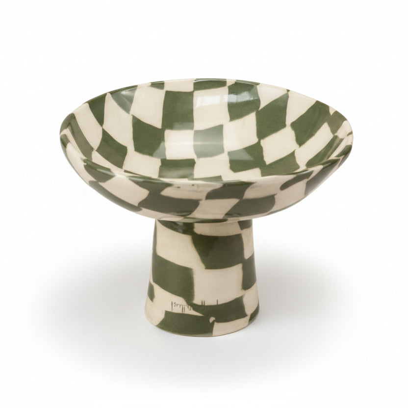 Green & White Checkerboard Medium Chalice