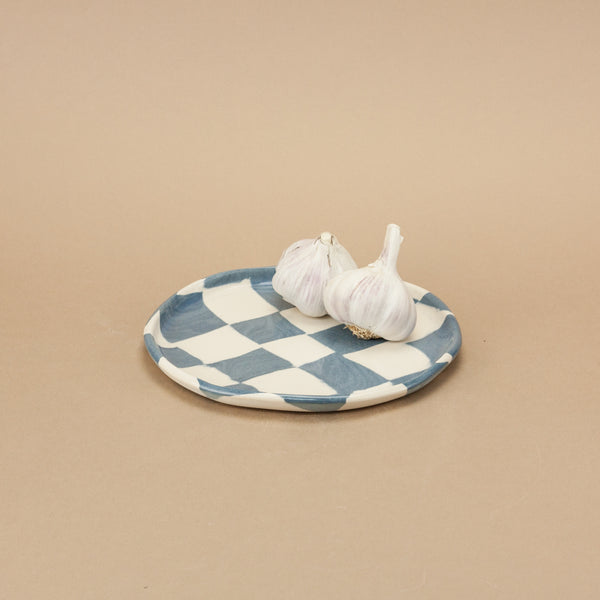 Blue & White Checkerboard Side Plate