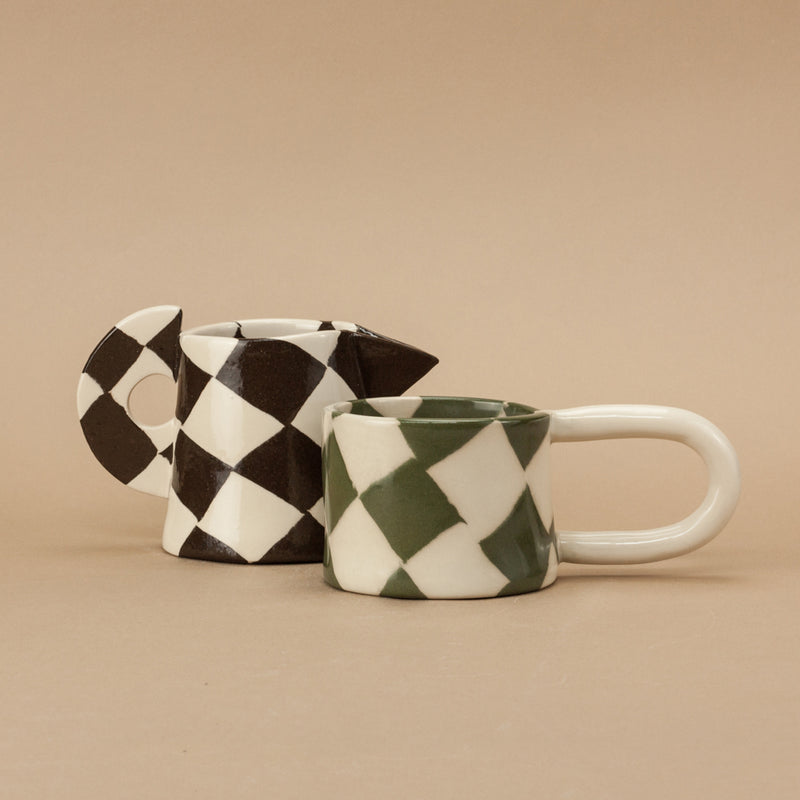 Green & White Checkerboard Loopy Mug