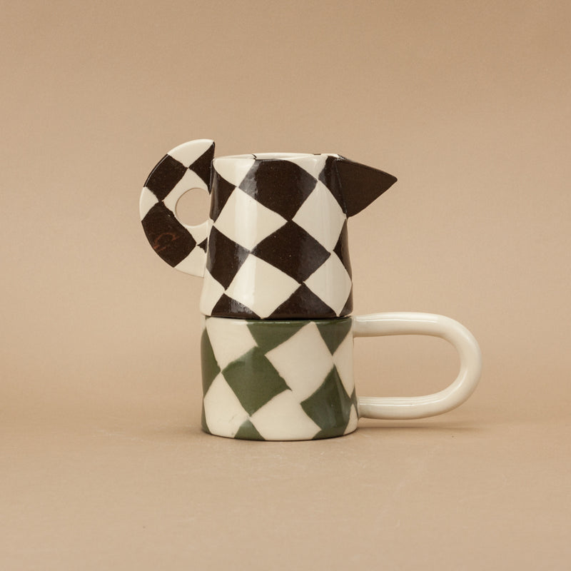 Green & White Checkerboard Loopy Mug