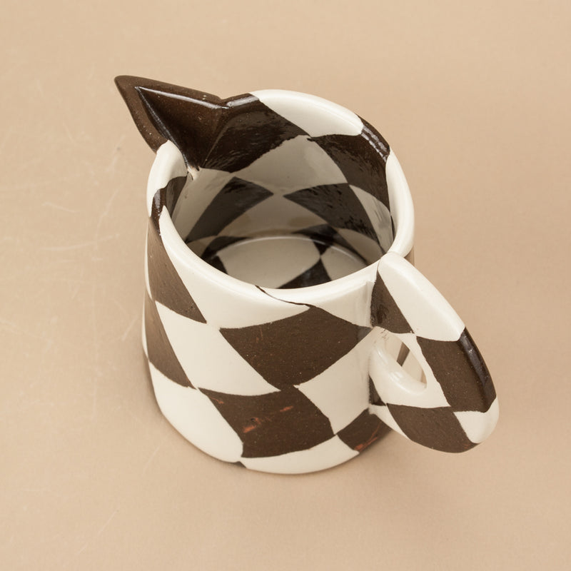 Brown & White Checkerboard Milk Jug