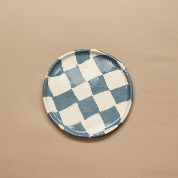 Blue & White Checkerboard Side Plate