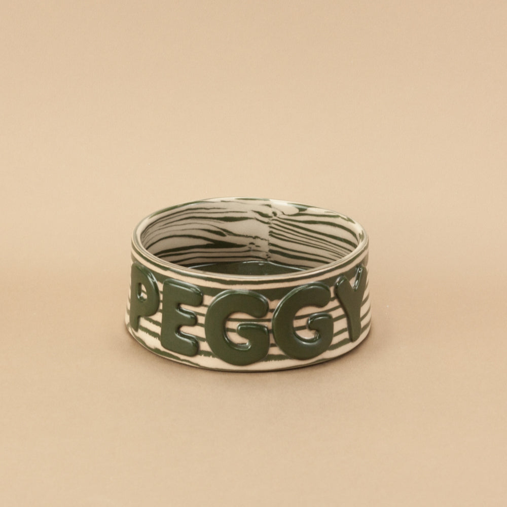Personalised Green and White Large Pet Bowl