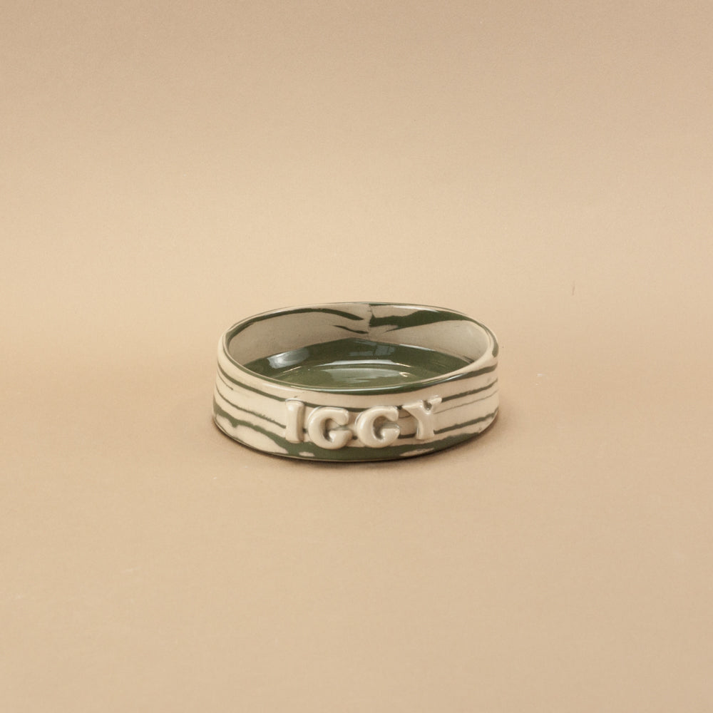 Personalised Green and White Small Pet Bowl