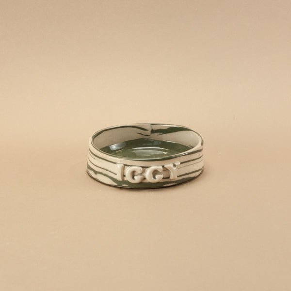 Personalised Green and White Small Pet Bowl