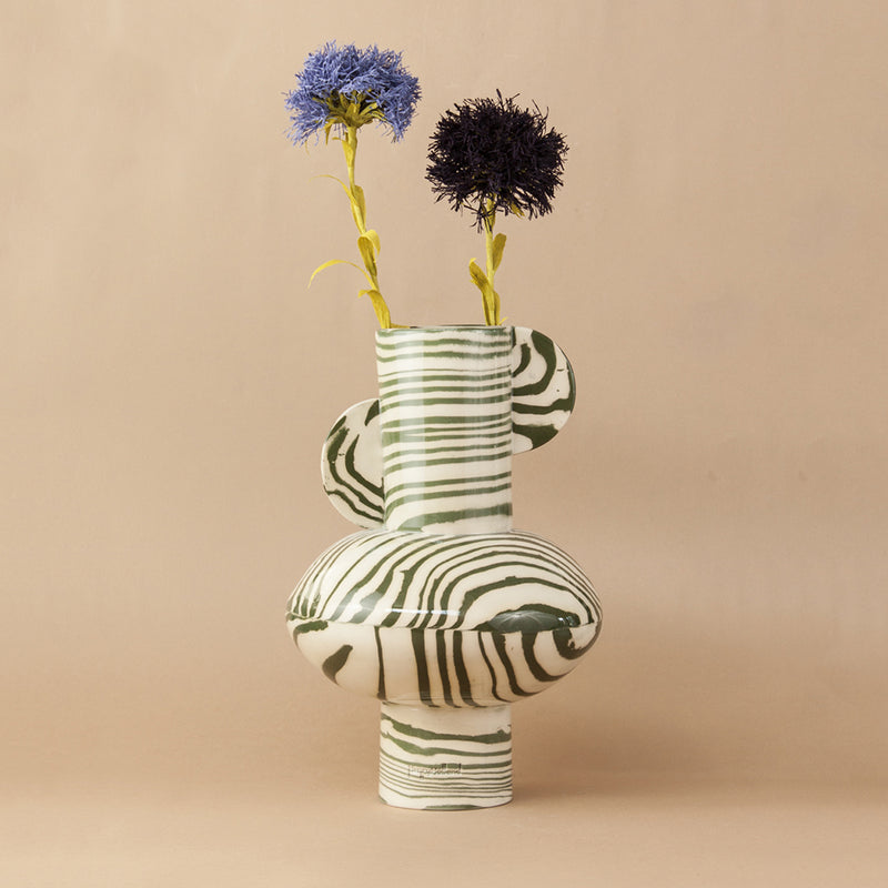Green and White Maxi Profumo Vase