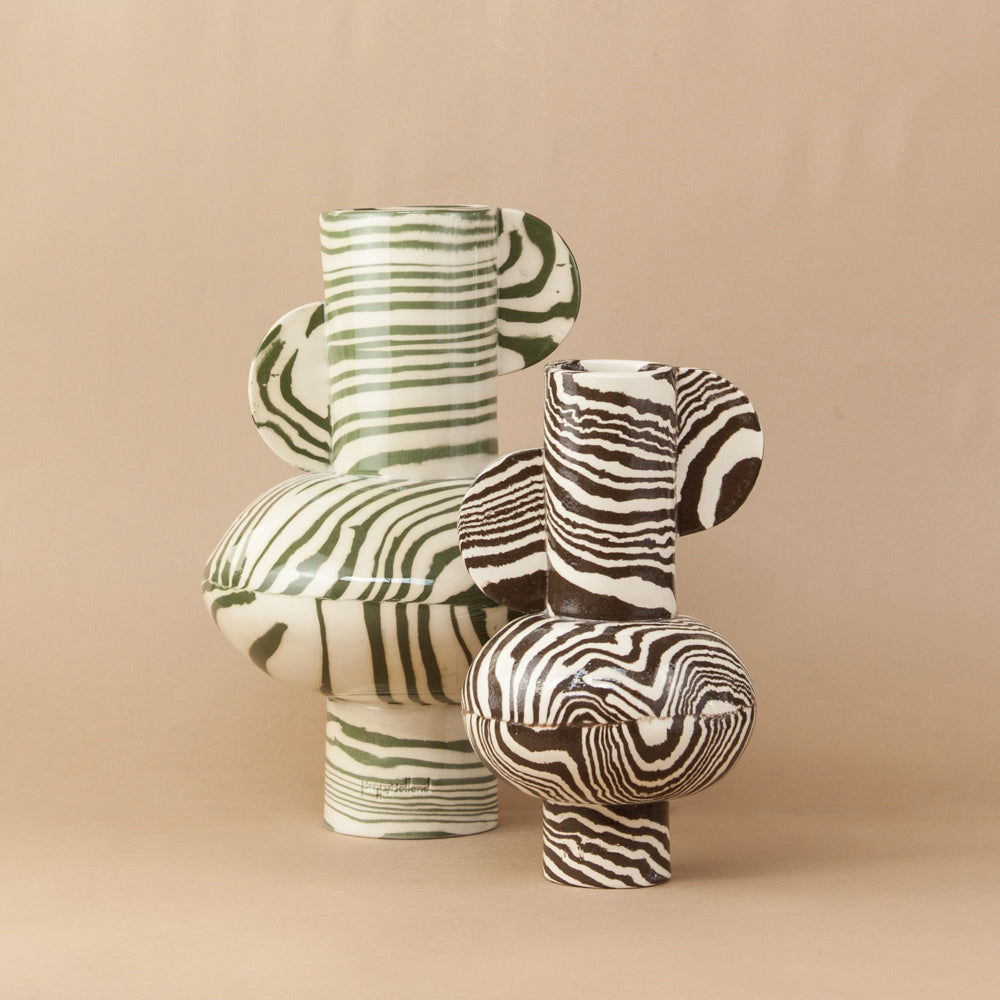 Green and White Maxi Profumo Vase
