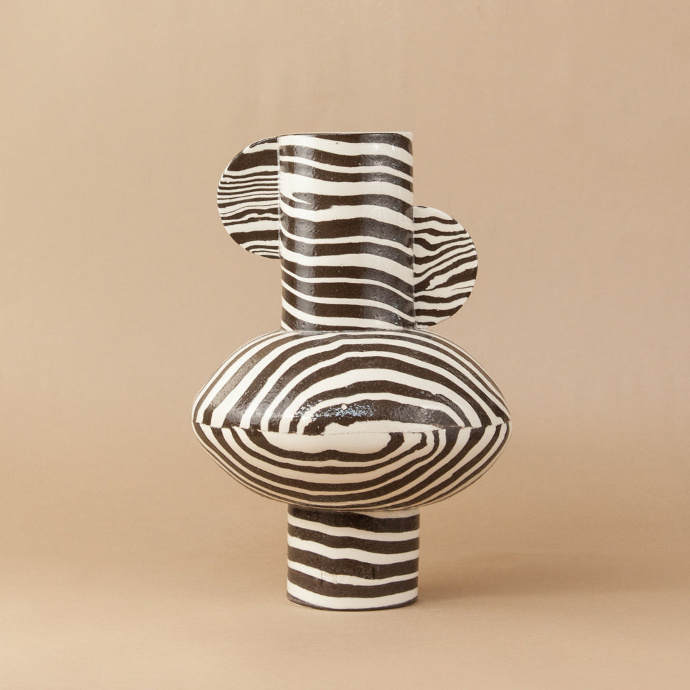 Brown and White Maxi Profumo Vase