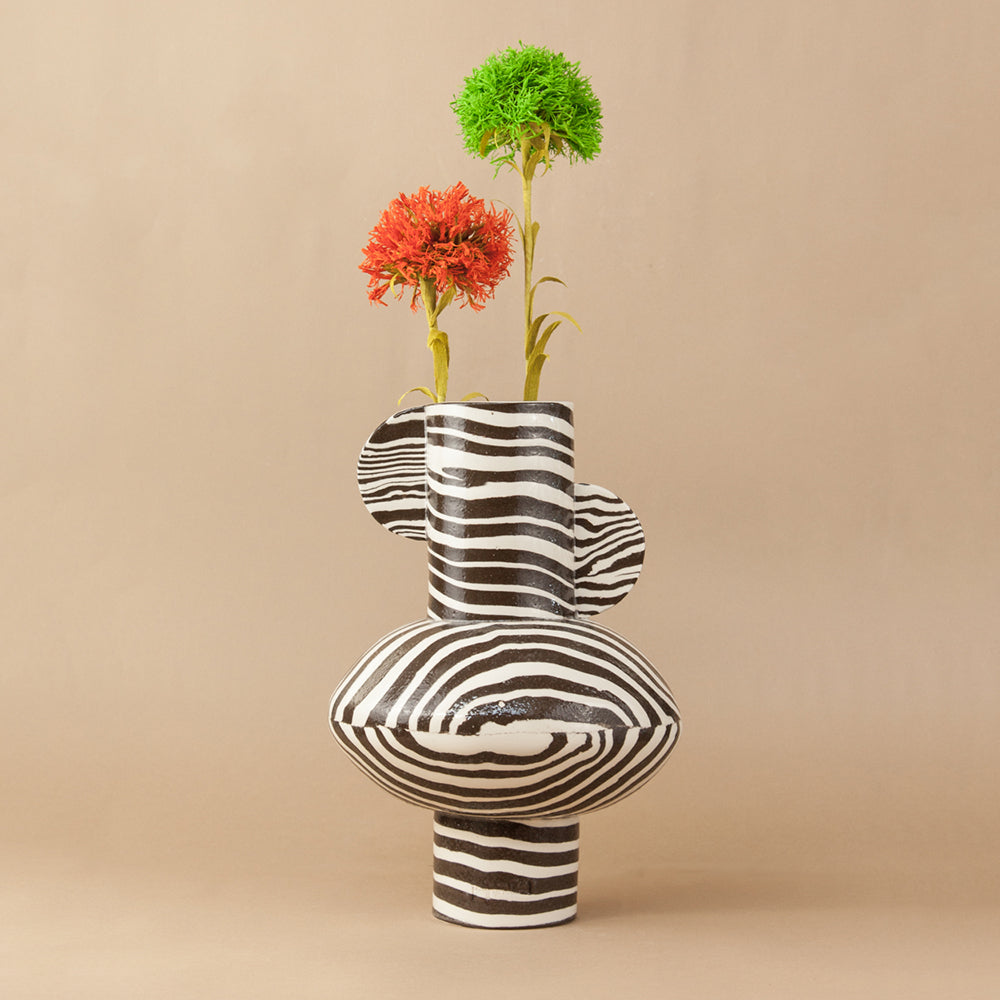 Brown and White Maxi Profumo Vase