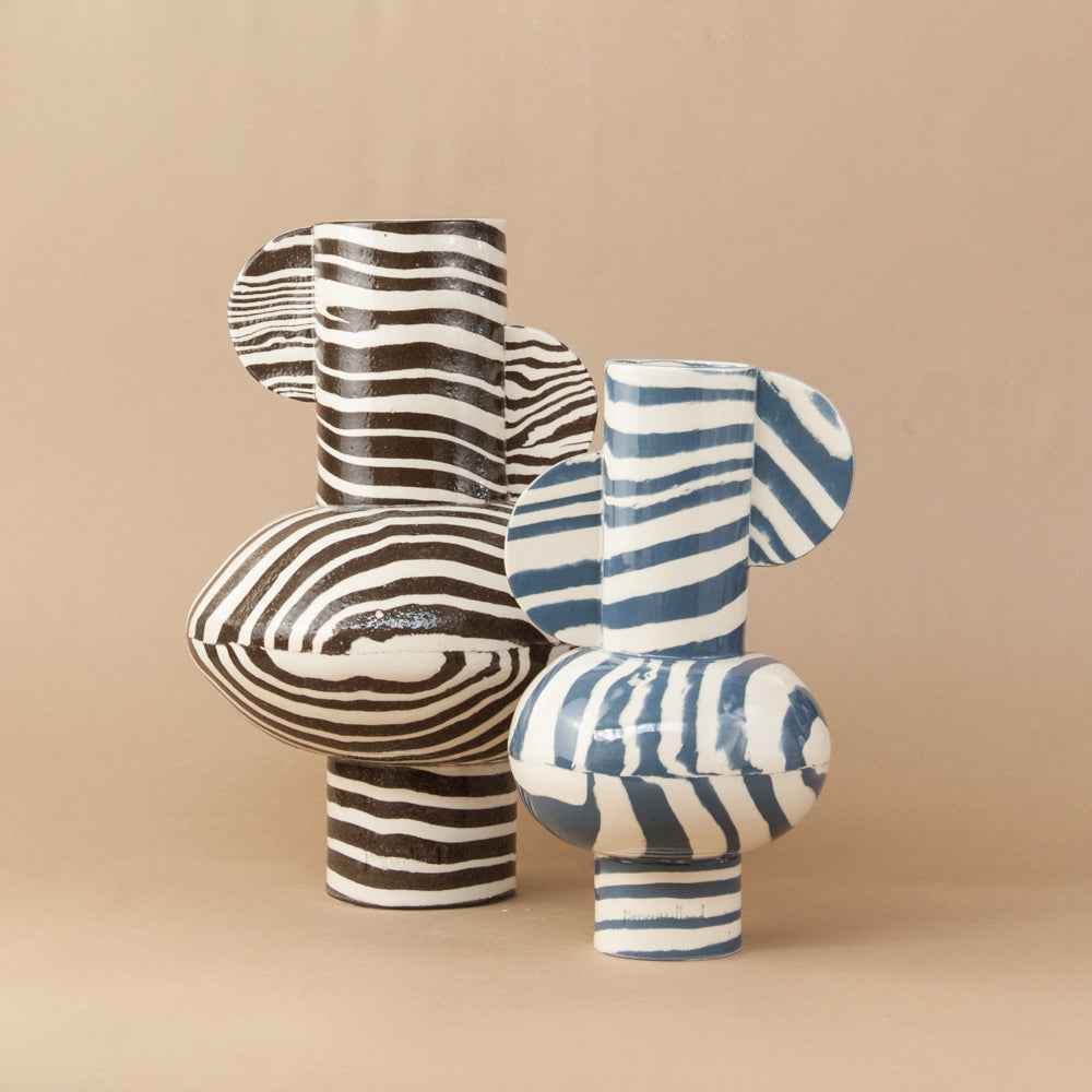 Brown and White Maxi Profumo Vase