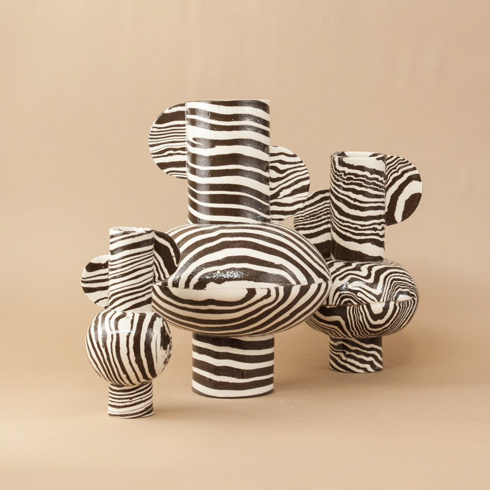 Brown and White Maxi Profumo Vase