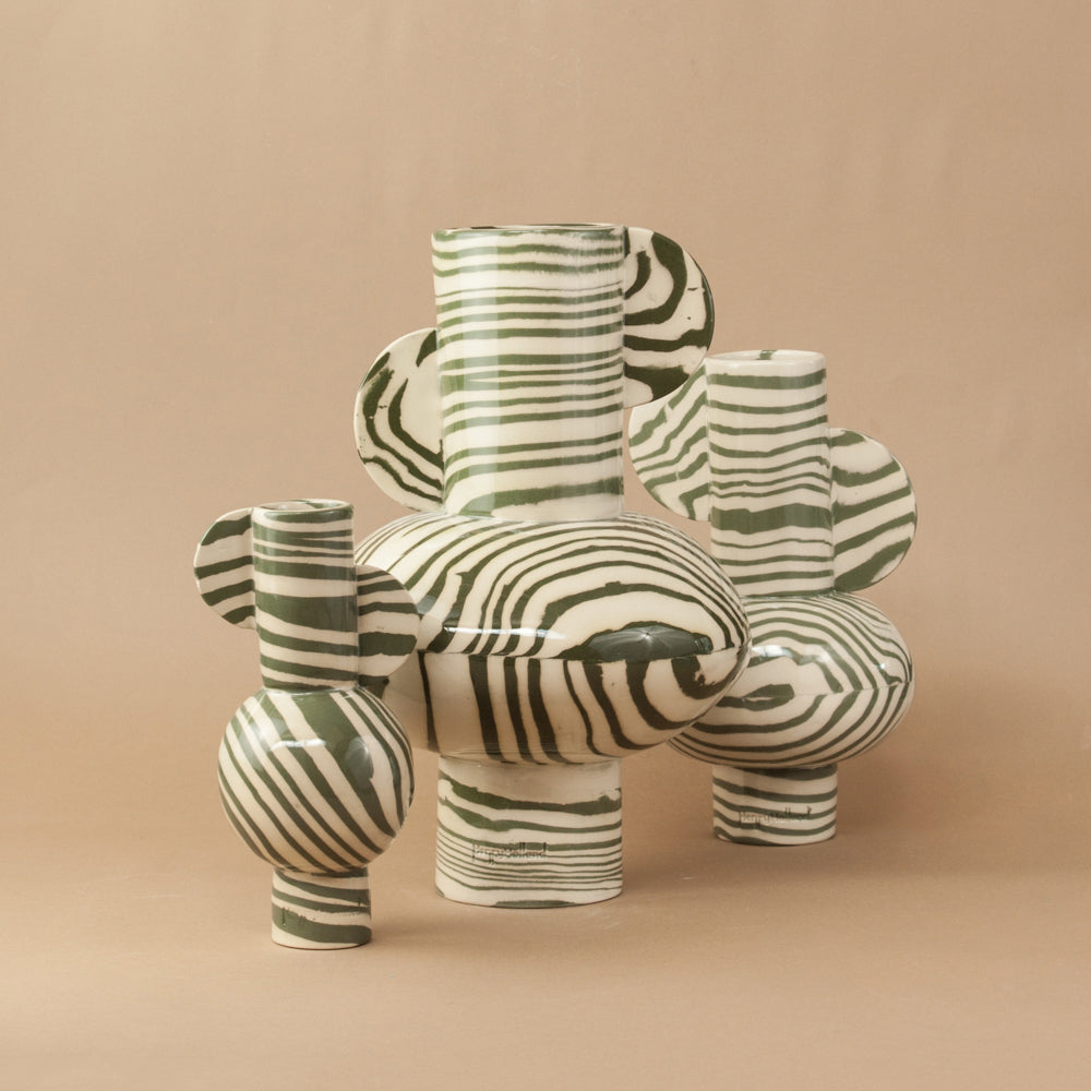 Green and White Maxi Profumo Vase