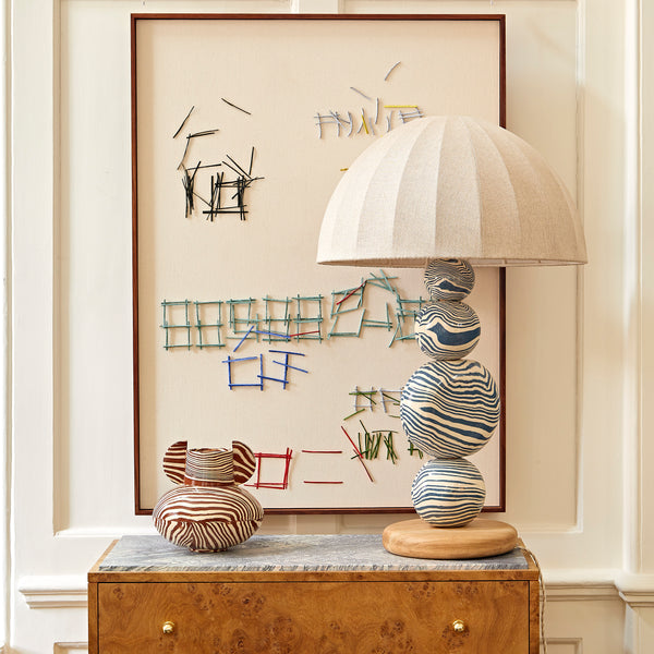 Blue & White Ceramic "TABLE" Table Lamp