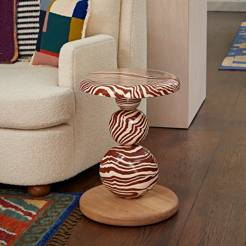 Terracotta & White Ceramic "SIDE" Side Table