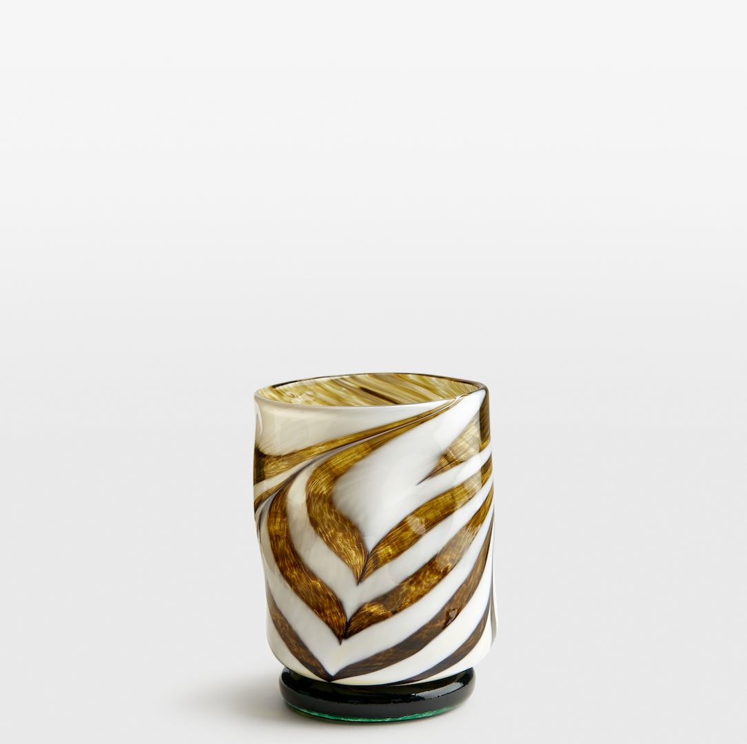 Tortoise and White Swirl Mid-Ball Glass Tumbler