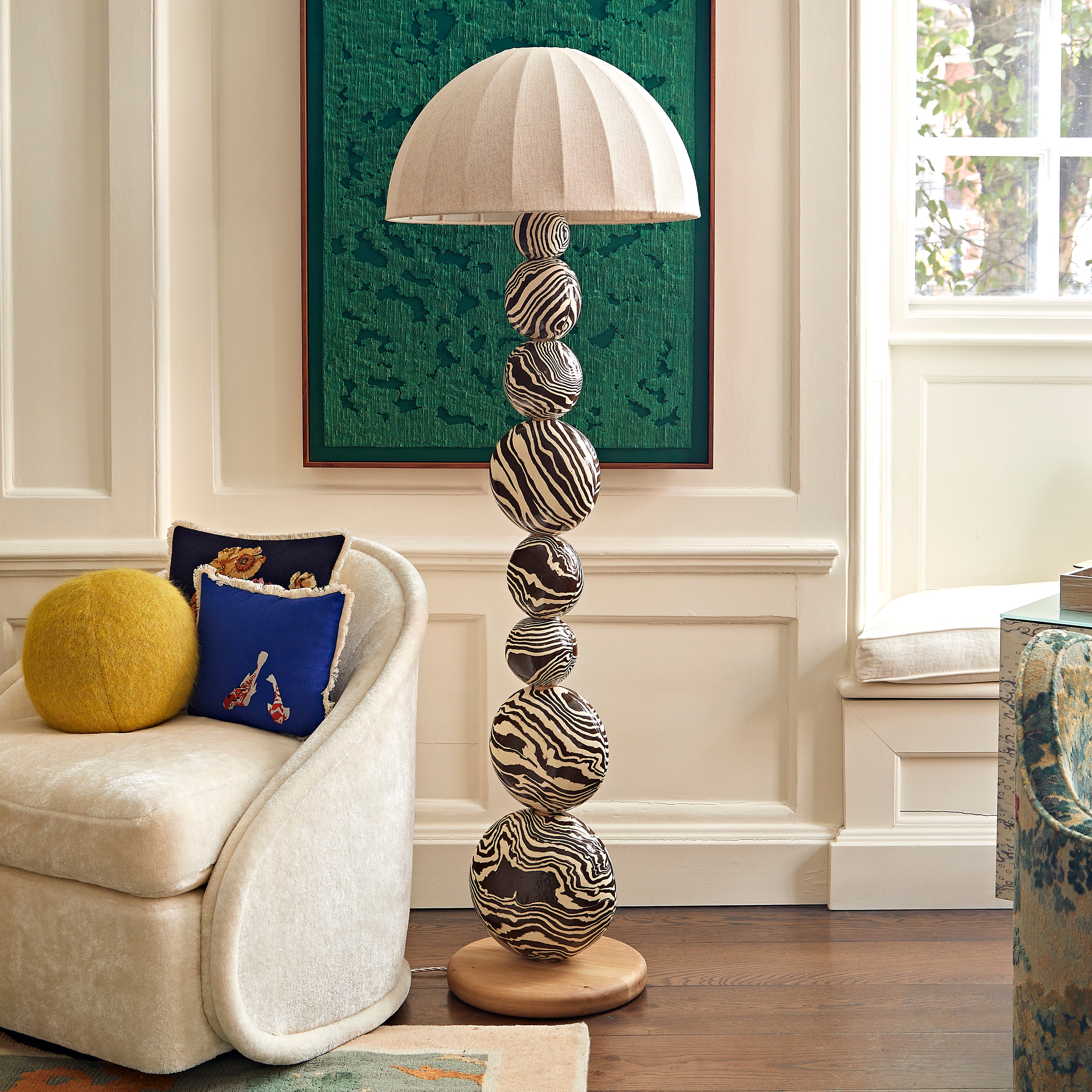 Brown & White Ceramic "TALL" Floor Lamp