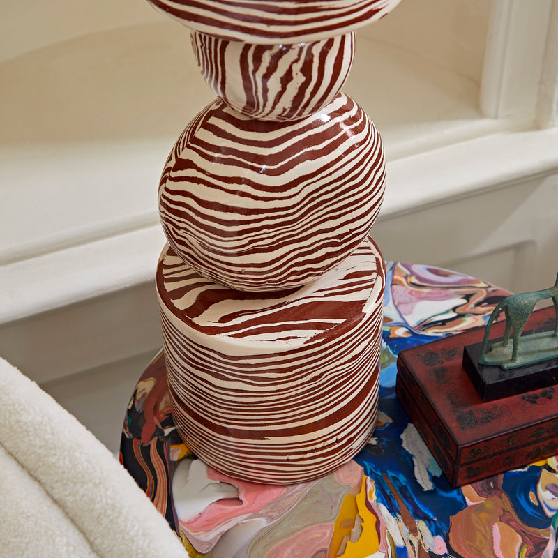 Terracotta & White Ceramic "UP" Lamp